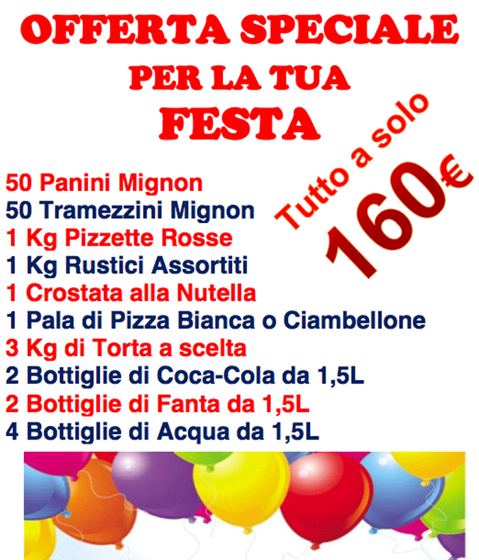 Offerta per la tua festa